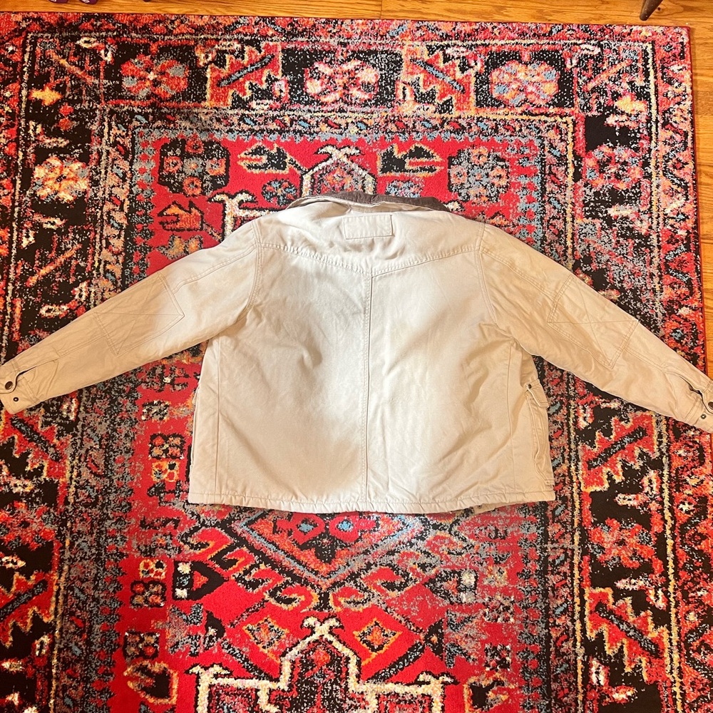 Wrangler Beige Sherpa Lined Barn Jacket with Brown Collar - Picture 3 of 4